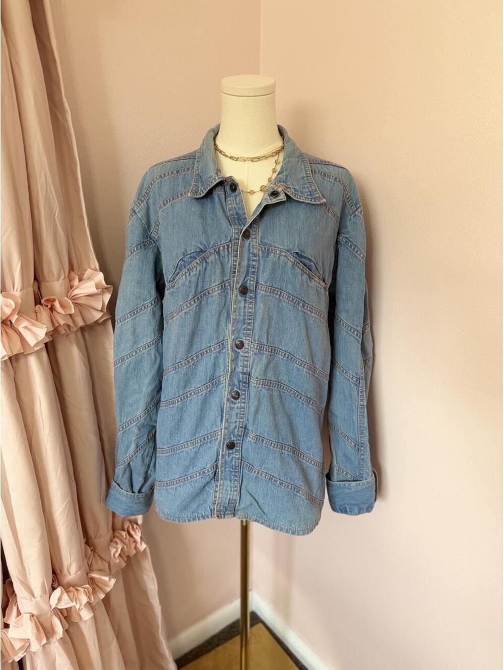 Vintage Faded Glory Chevron Patchwork Denim Jacket | 90s Oversized Western